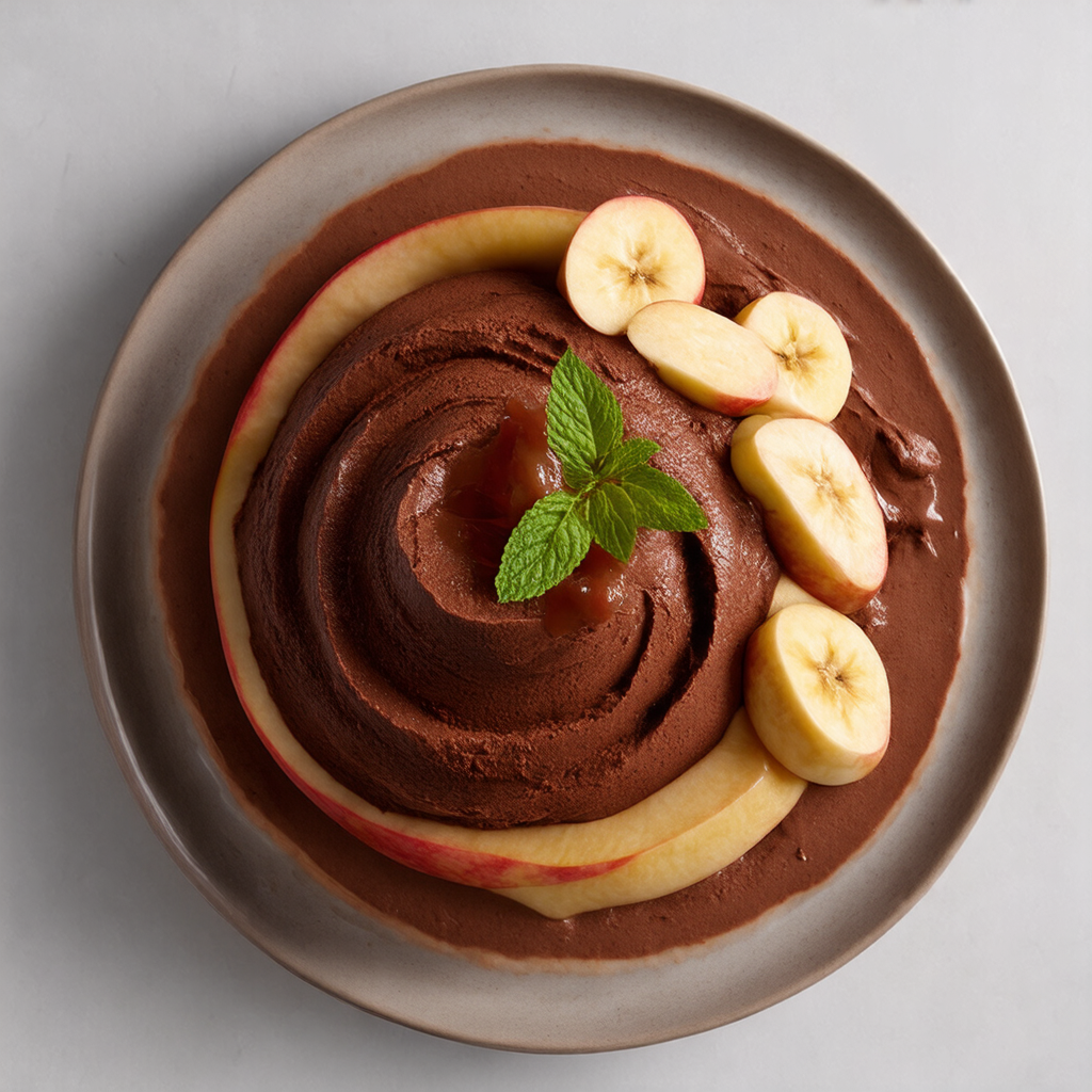 Chocolate Banana Mousse with Apple Compote