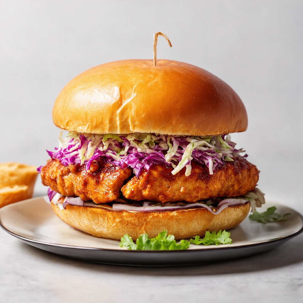 Asian Teriyaki Chicken Burger with Crunchy Cabbage Slaw