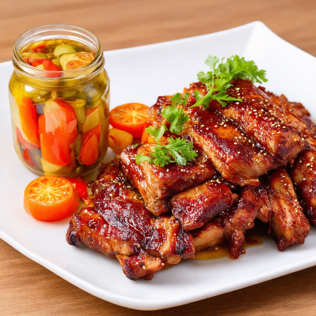 Asian Glazed Pork Ribs with Pickled Vegetables
