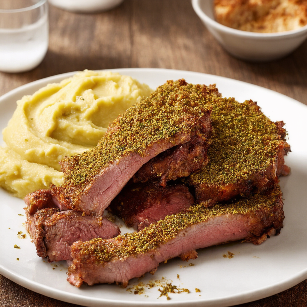 Herb-Crusted Pork Ribs with Garlic Mashed Potatoes