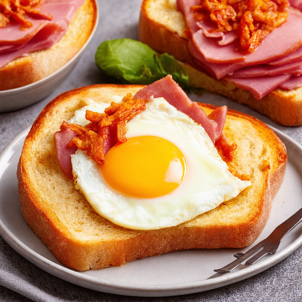 Open-Faced Chilli Ham and Egg Sandwich