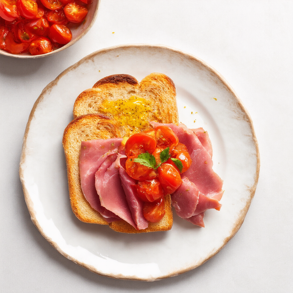 Chilli Ham and Mustard Tomato Toast