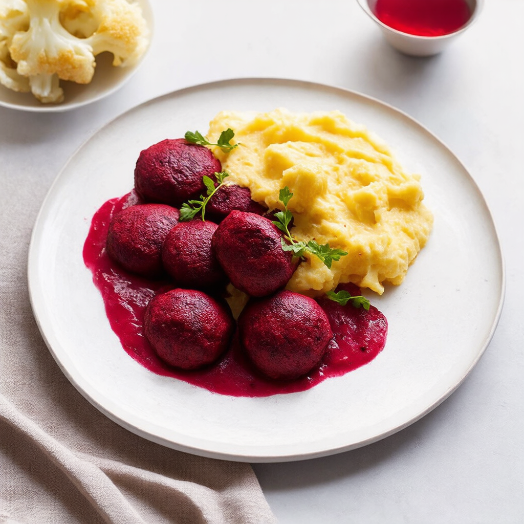 Beetroot and Cauliflower Rissoles with Potato Purée