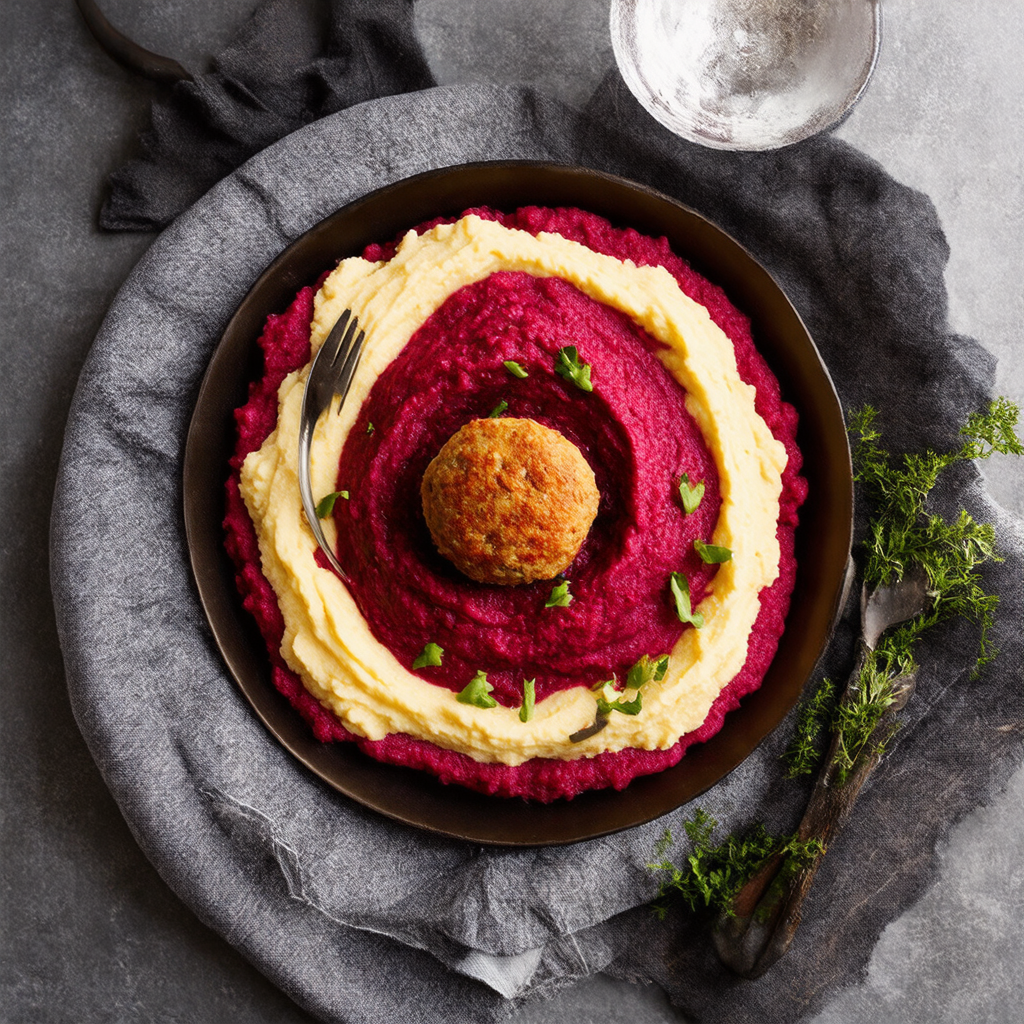Spiced Mince Rissoles with Cauliflower and Beetroot Mash