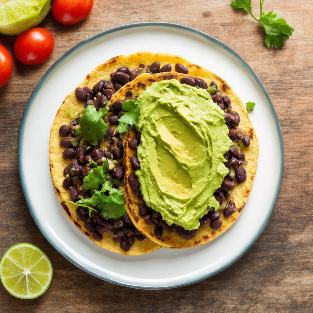 Quick Black Bean Tostadas with Avocado Crema