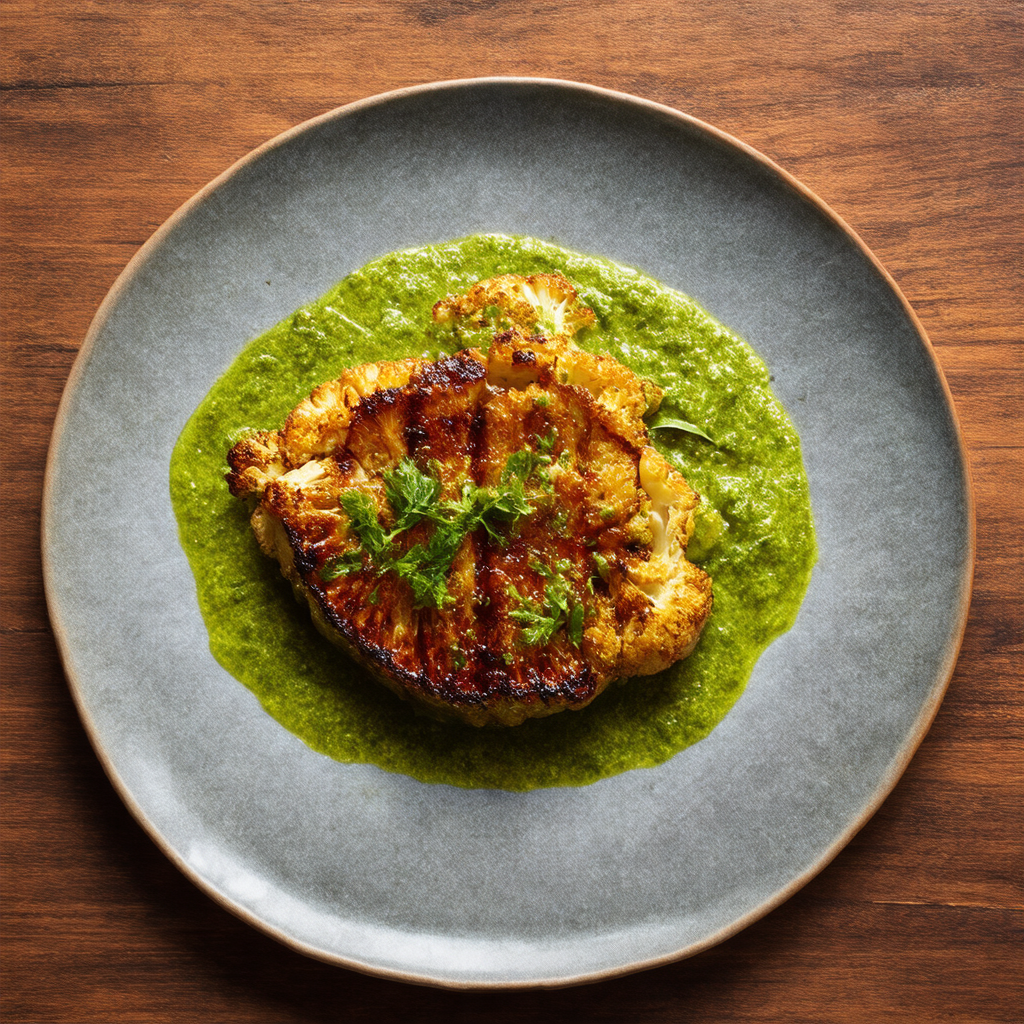 Charred Cauliflower Steak with Chimichurri Sauce