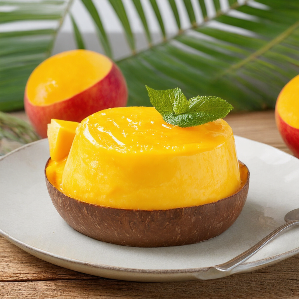 Coconut Mango Pannacotta with Passionfruit Jelly