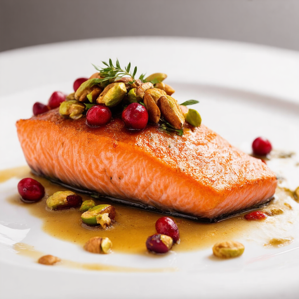 Maple-Dijon Glazed Salmon with Pistachio-Cranberry Topping