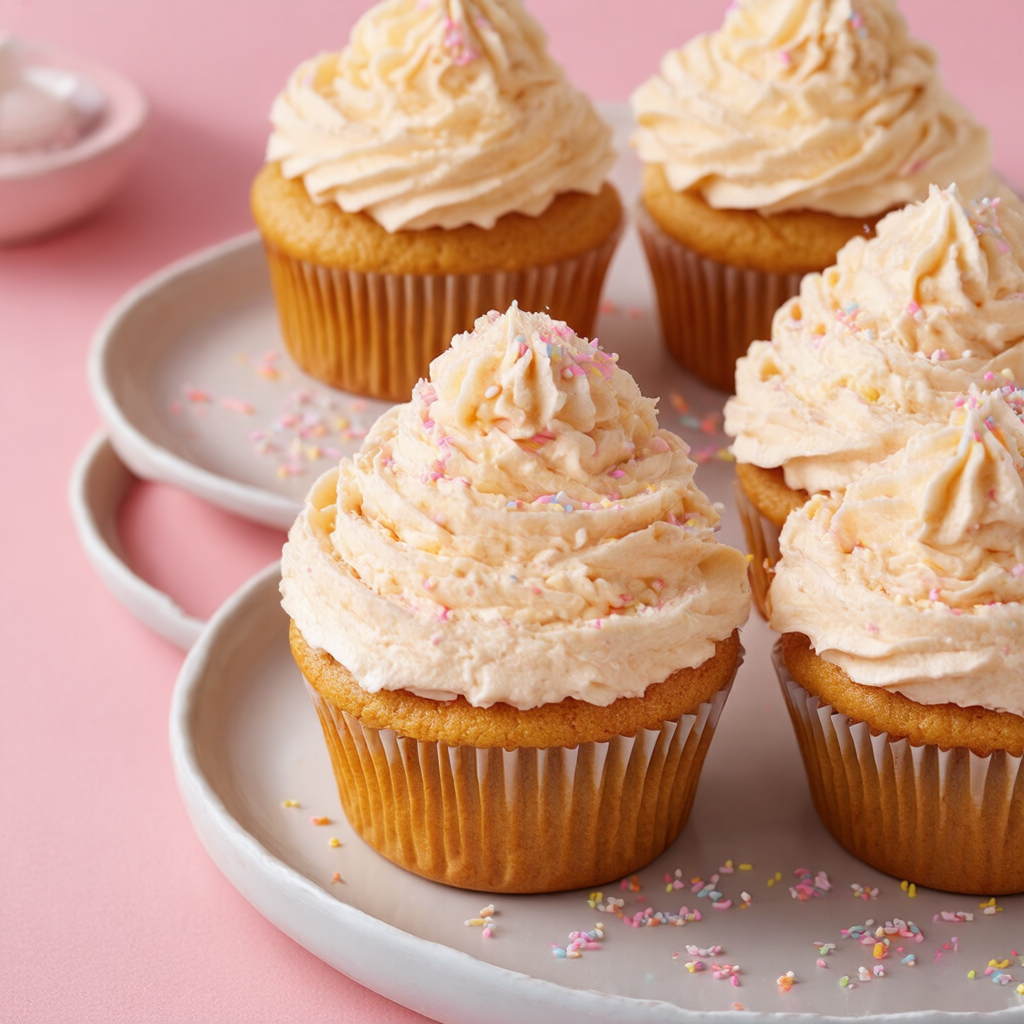 Vanilla Cupcakes with Light Buttercream