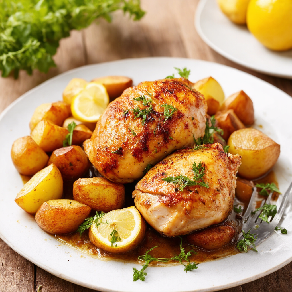 Lemon Herb Roasted Chicken Thighs and Potatoes