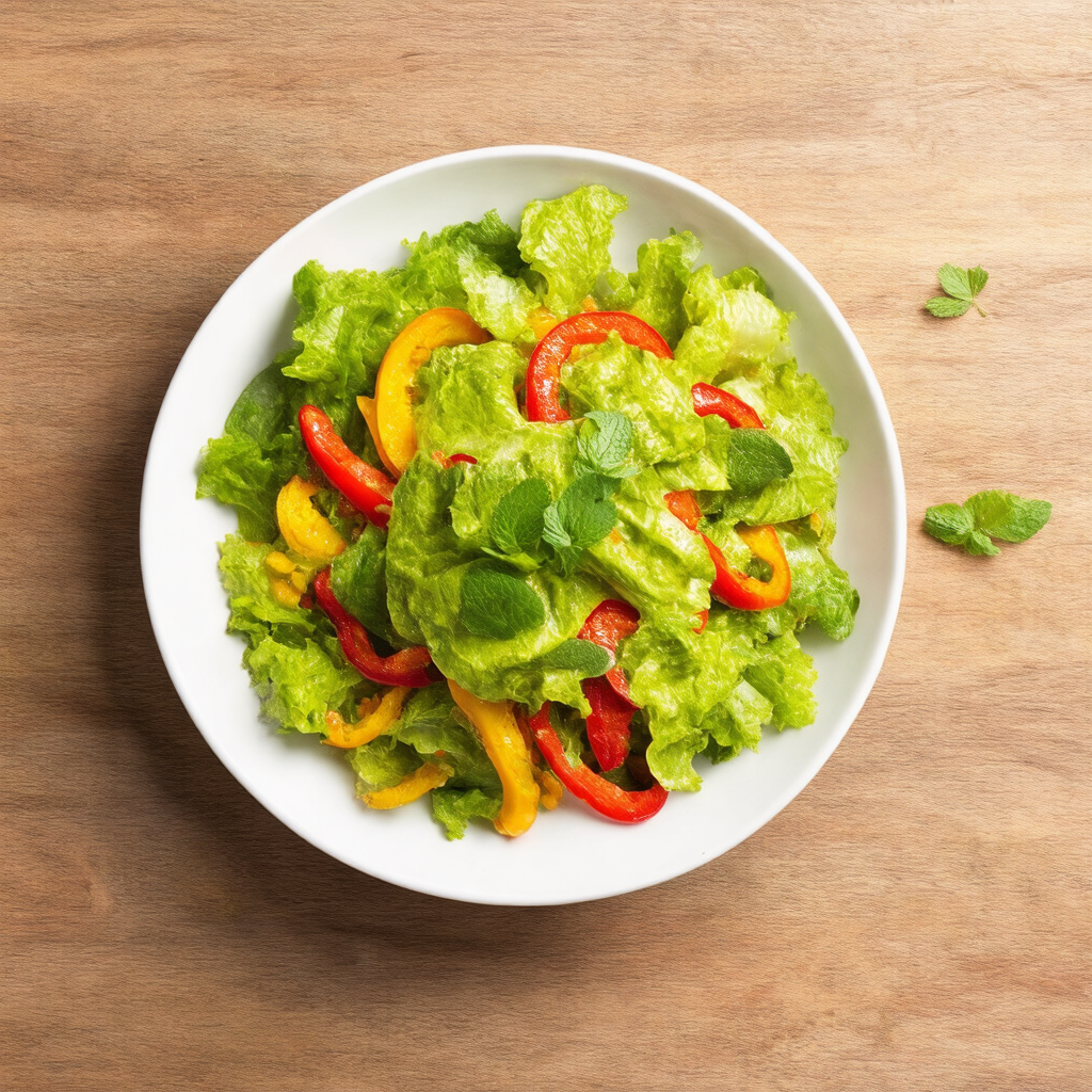 Crispy Lettuce and Capsicum Salad with Mint Vinaigrette