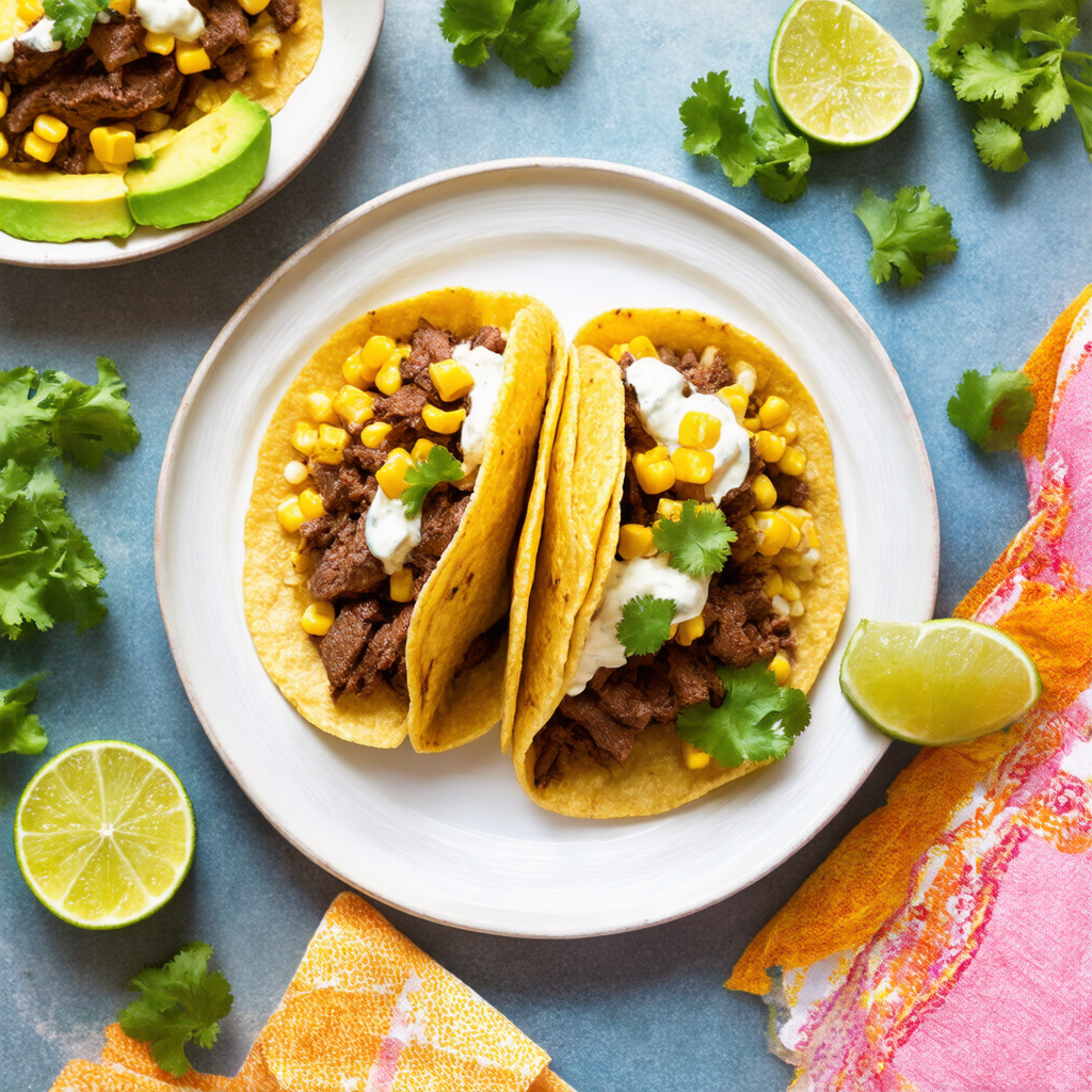 Creamy Beef Tacos with Charred Corn and Lime