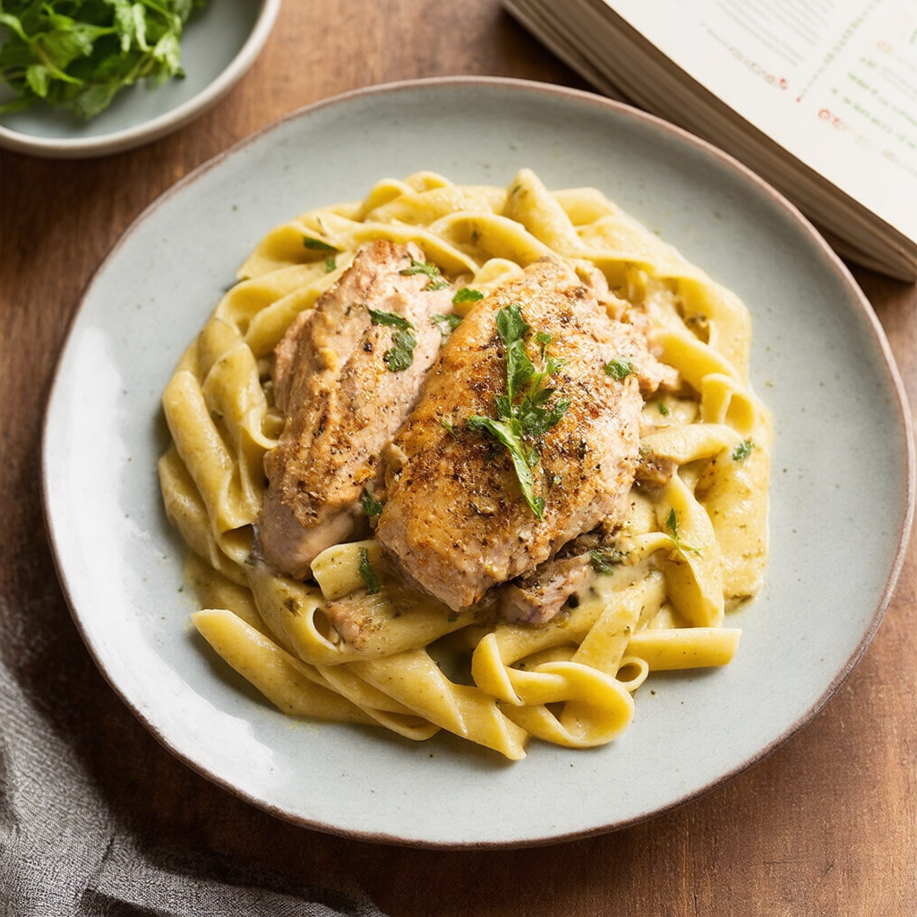 Herbed Chicken with Garlic Cream Sauce