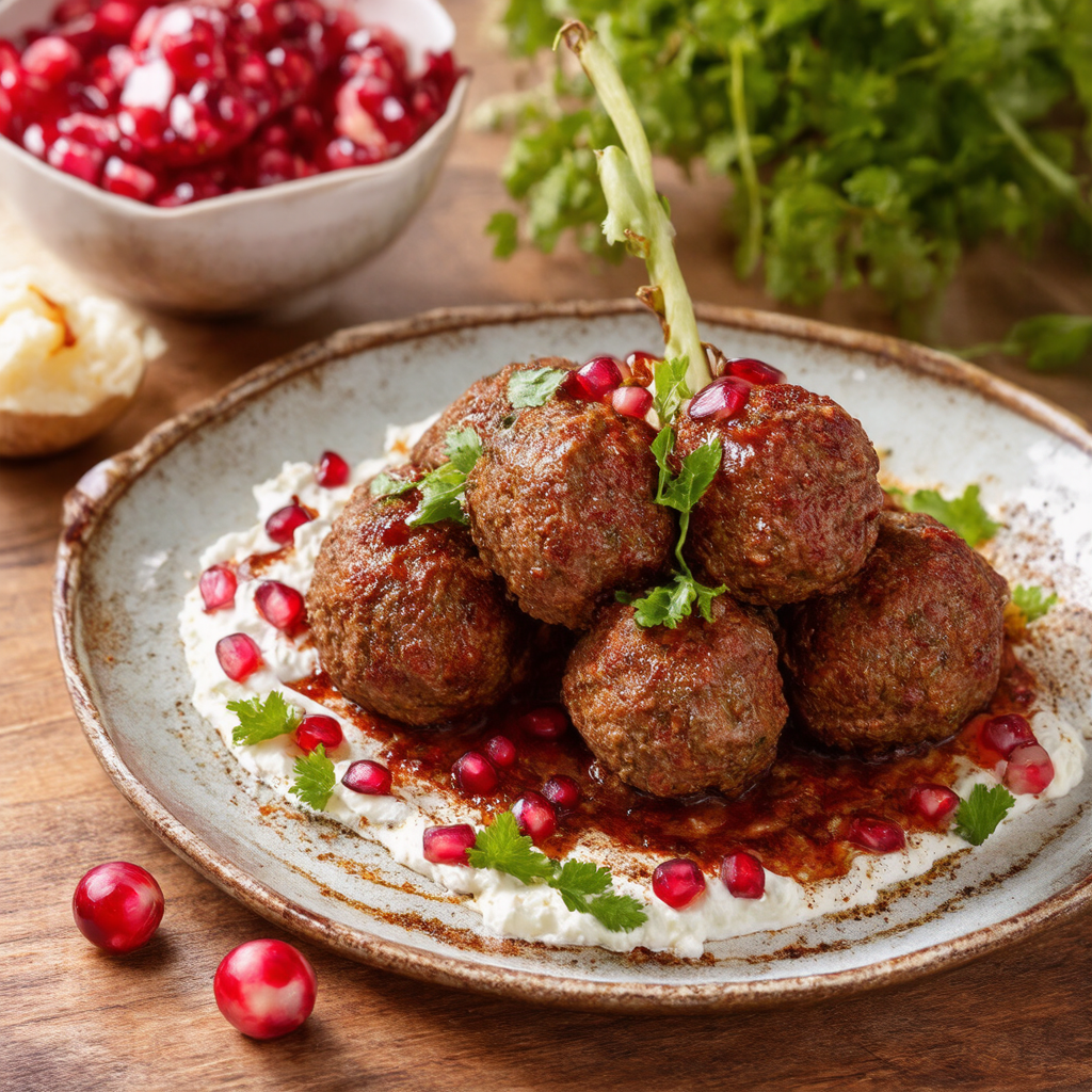 Beef Kofta with Pomegranate Molasses & Yogurt Sauce