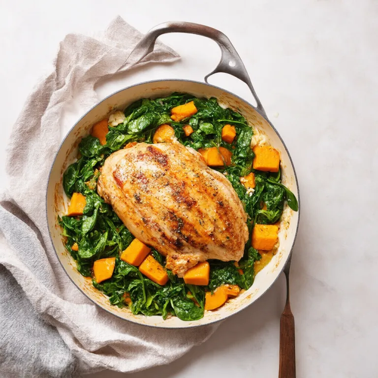 One-Pan Chicken, Spinach, and Pumpkin