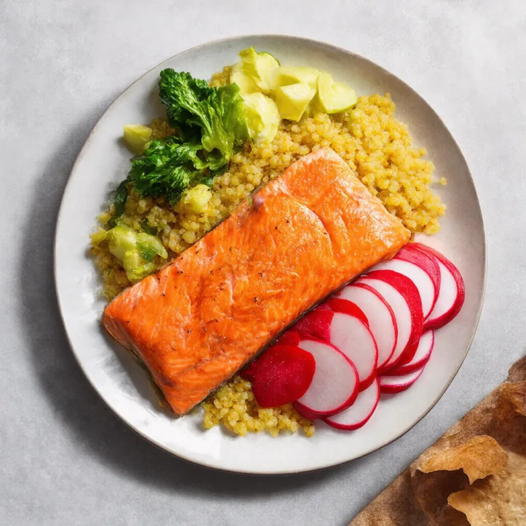 Miso-Glazed Salmon with Pickled Radish and Quinoa Salad