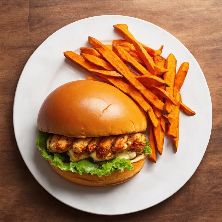 Southern Buttermilk Chicken Burger with Sweet Potato Fries