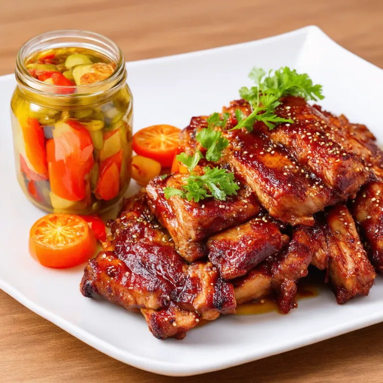 Asian Glazed Pork Ribs with Pickled Vegetables