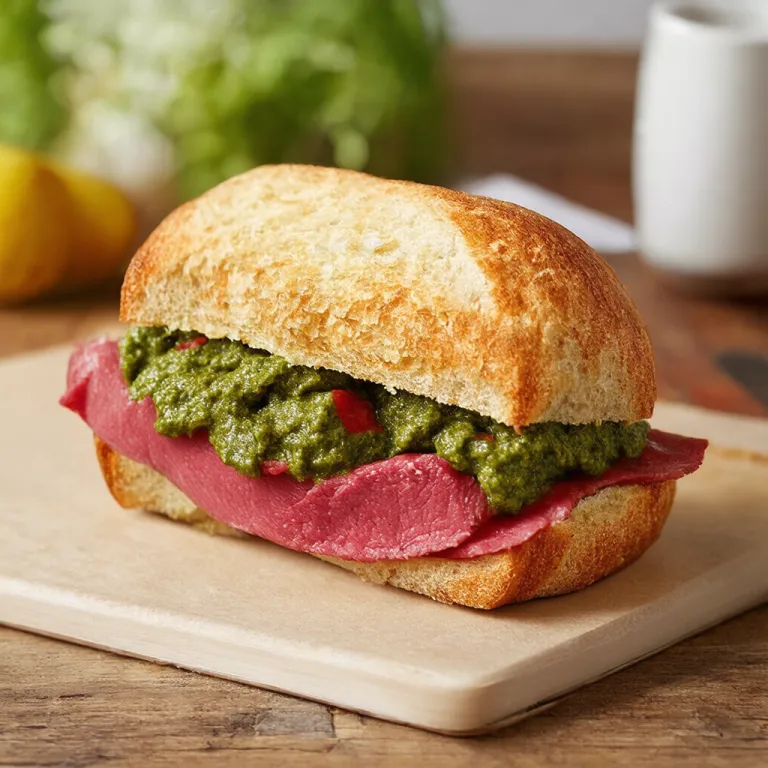 Beef Carpaccio Sandwich with Rocket Pesto
