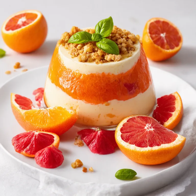 Blood Orange and Basil Panna Cotta with Citrus Crumble