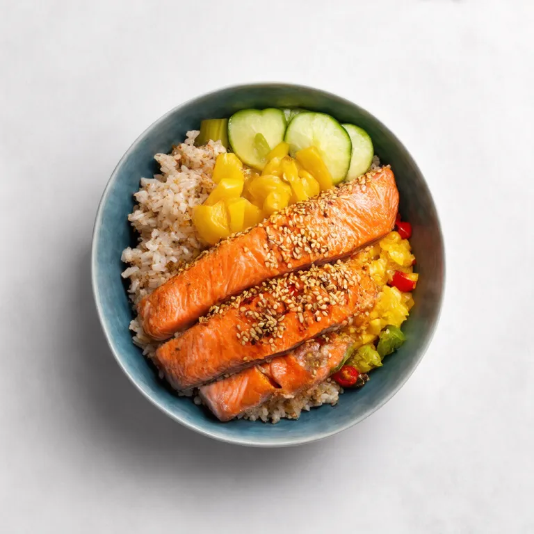 Sesame-Crusted Salmon Poke Bowl with Pickled Vegetables