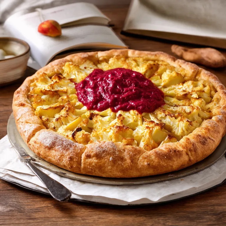 Cauliflower and Potato Galette with Beetroot Sauce