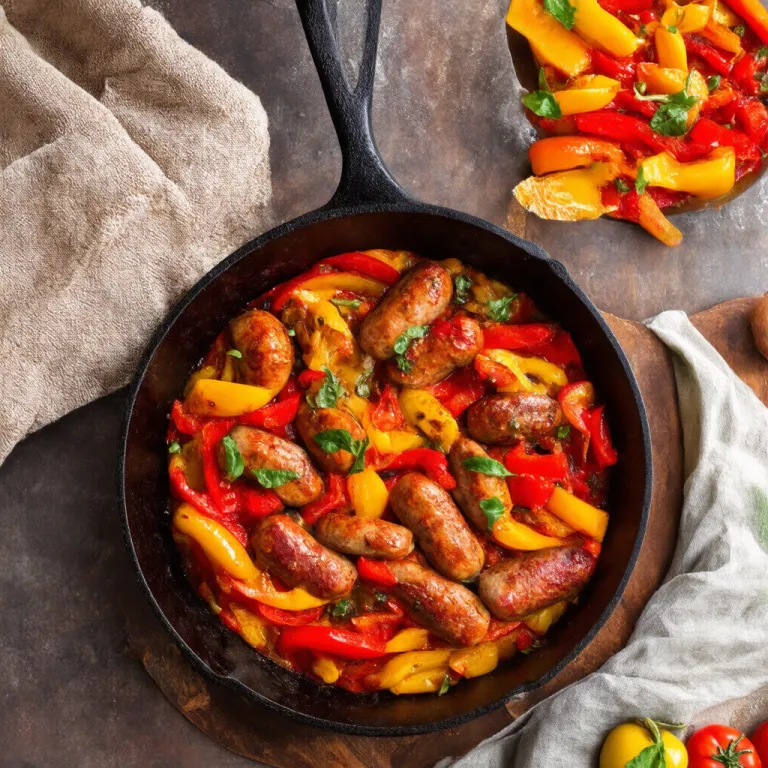 Mediterranean Sausages and Peppers Skillet
