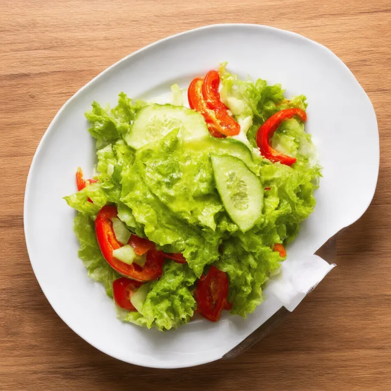 Crisp Lettuce and Red Capsicum Salad with Cucumber Dressing