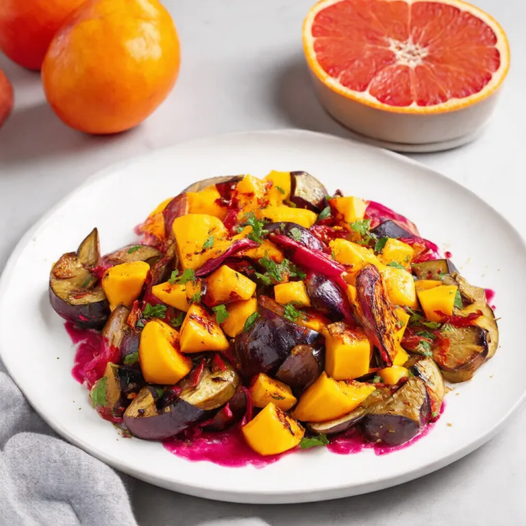 Mango and Blood Orange Salad with Grilled Eggplant