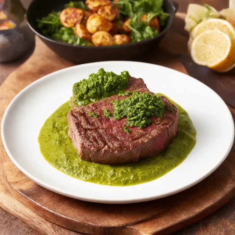 Pan-Seared Beef Sirloin Steak with Quick Chimichurri