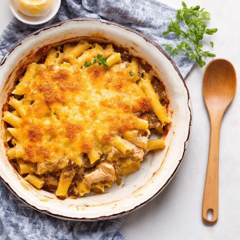 Caramelised Onion and Chicken Pasta Bake