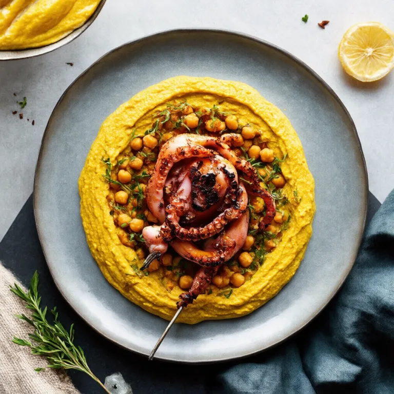 Grilled Octopus with Charred Lemon and Spiced Chickpea Purée