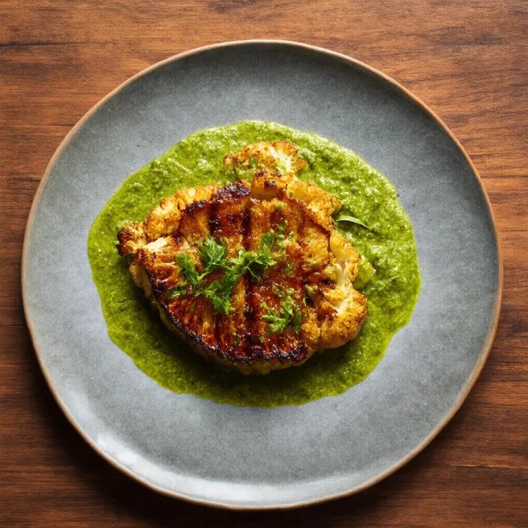 Charred Cauliflower Steak with Chimichurri Sauce
