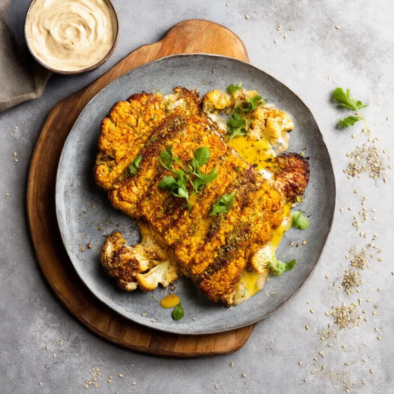 Spiced Cauliflower Steak with Tahini Dressing