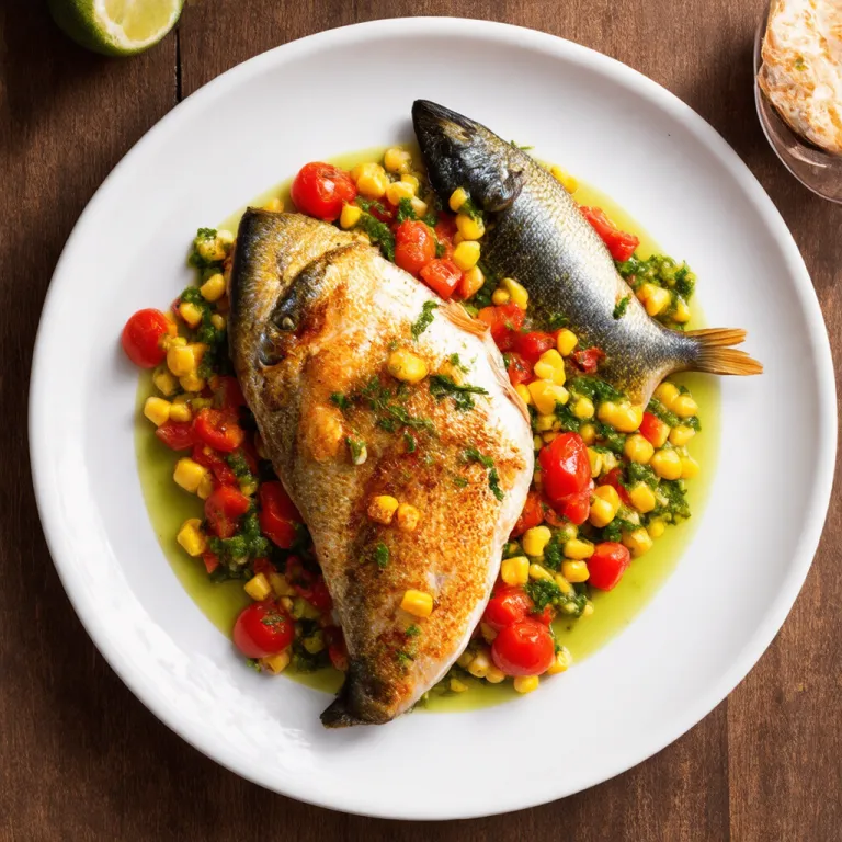 Barramundi with Tomato-Corn Gremolata and Herb Oil