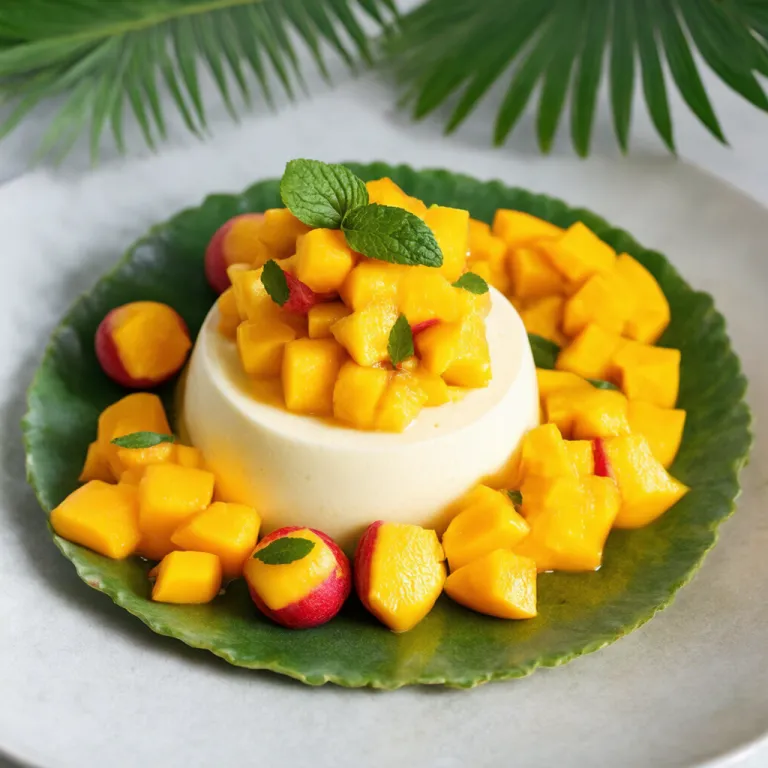 Coconut and Lychee Panna Cotta with Mango Salsa