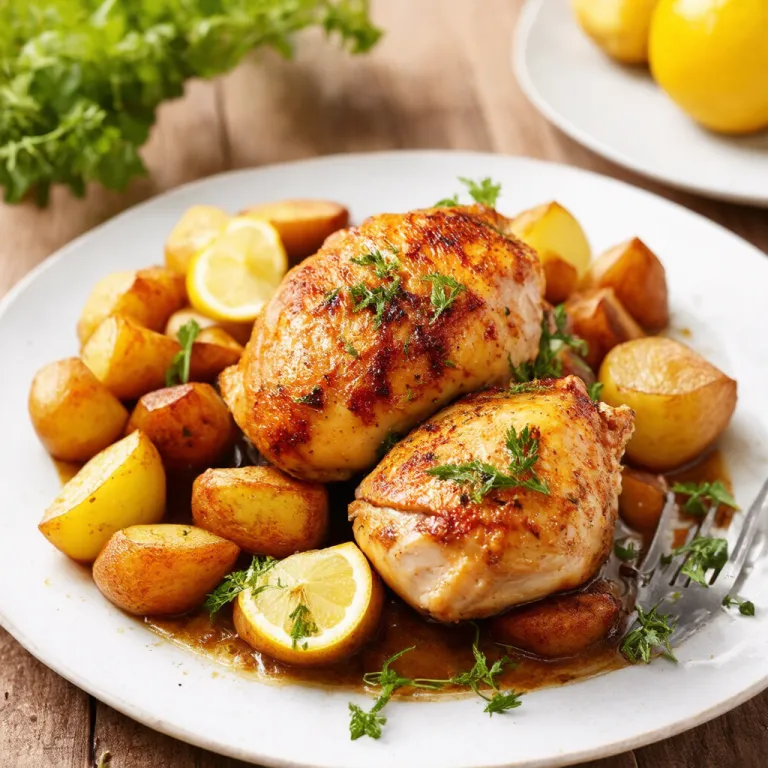 Lemon Herb Roasted Chicken Thighs and Potatoes
