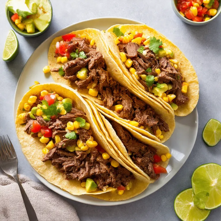 Classic Shredded Beef Tacos with Corn Salsa